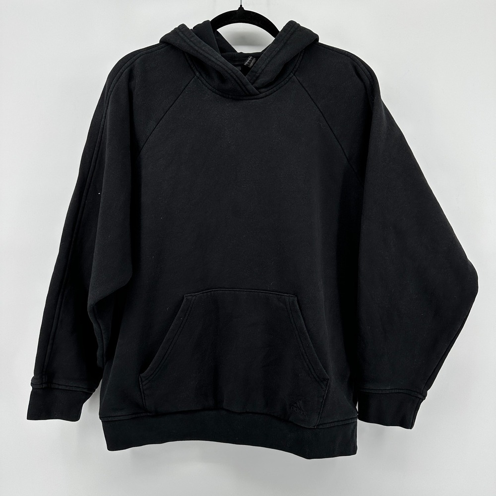Adidas Mens Oversized Pullover Hoodie Black Raglan Sleeve HC8823 Medium